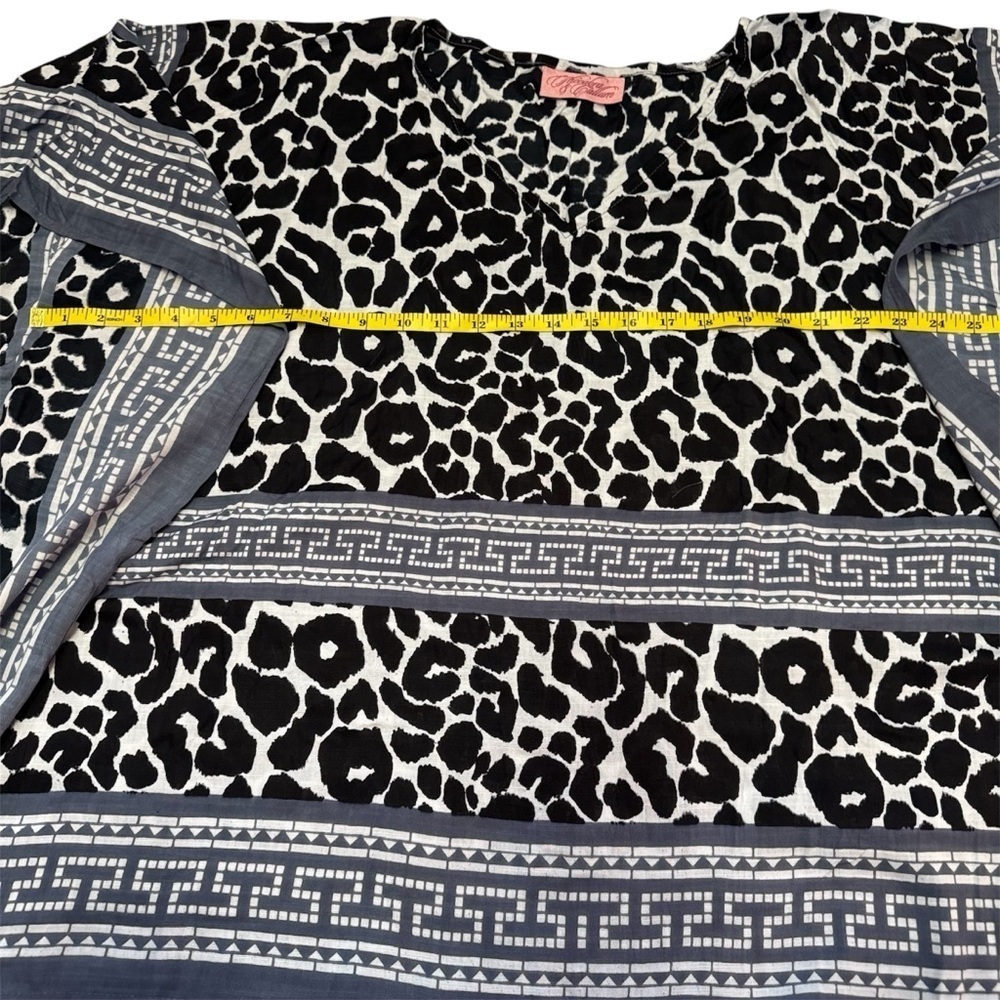 Theodora & Callum Caftan Tunic Poncho Top Tee Shirt Linen Blend Size OS V Neck - Picture 7 of 15